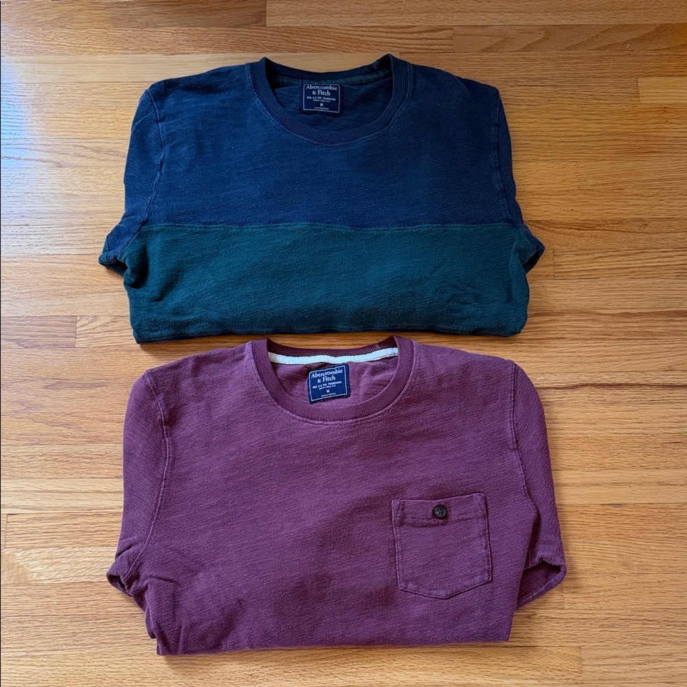 Abercrombie & Fitch Long Sleeve Tees - Navy and Burgundy/Bundle/2 Pieces
